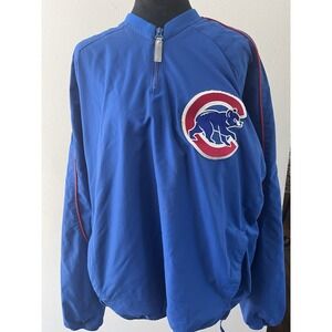 Vintage 90s MLB Majestic Chicago Cubs Blue Pullover Windbreaker Size L